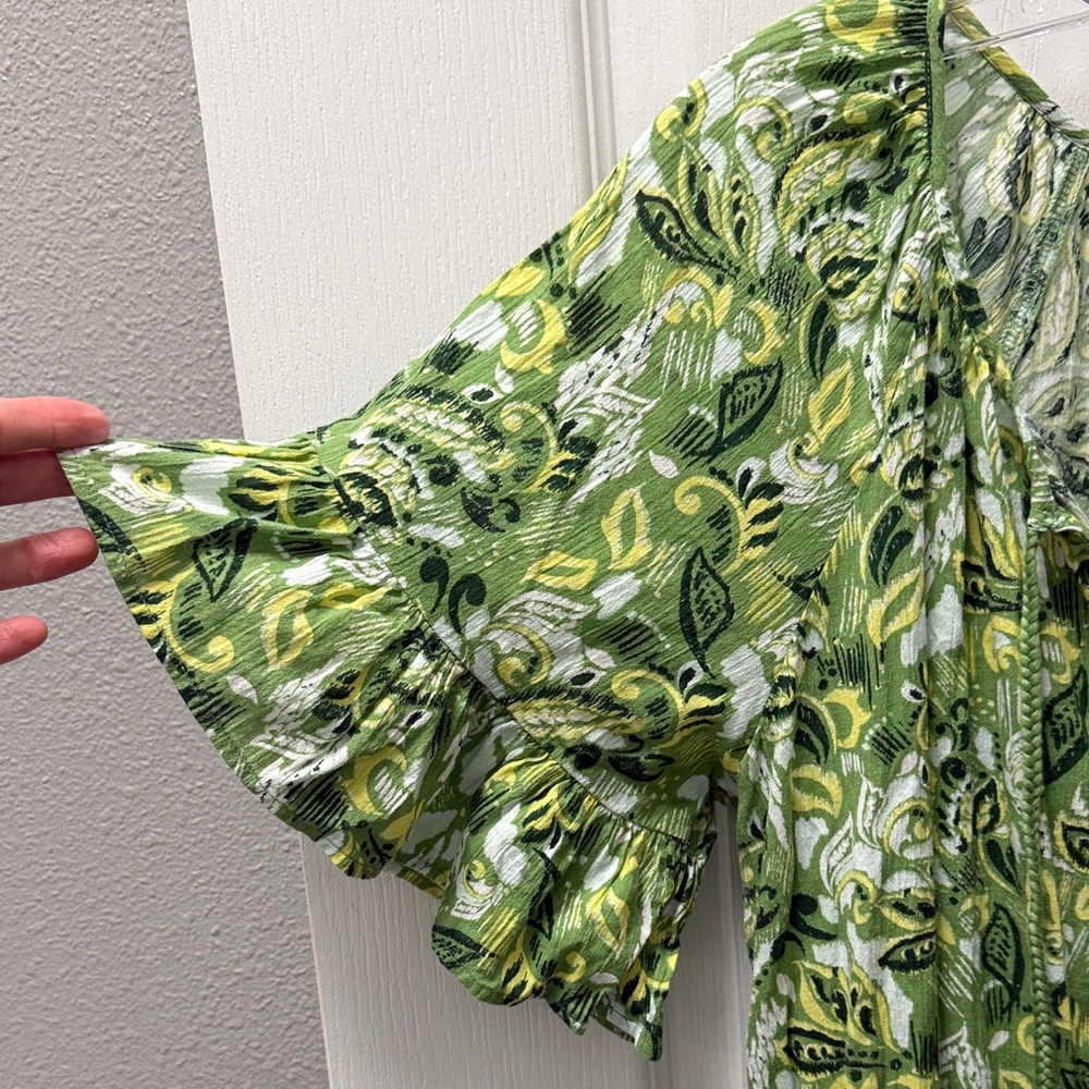 Aerie Green, white, & yellow printed fun dress - Picture 5 of 9